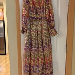Elegant Multicolor Long Sleeve Maxi Dress